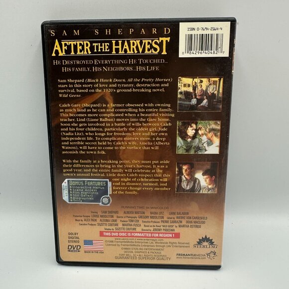 After The Harvest Sam Shepard Drama DVD Region 1 1999 Sterling Entertainment - Picture 2 of 3